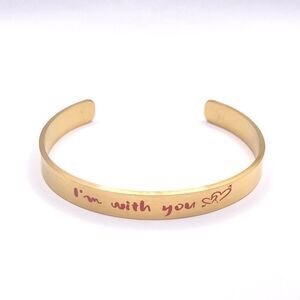 Gold Cuff Bracelet I'm with You Message Cuff Bracelet
